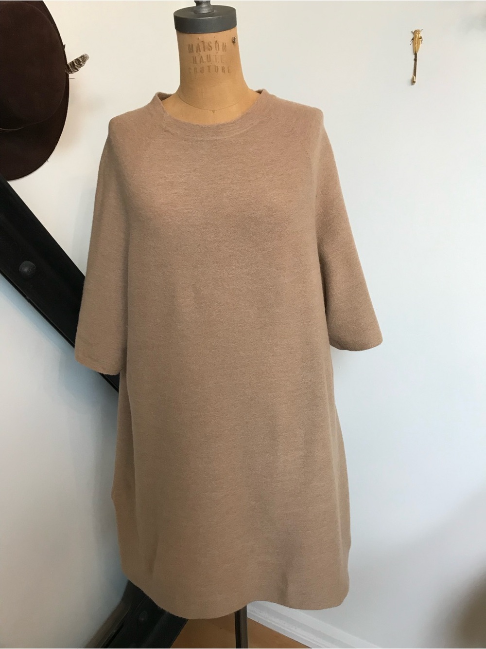COS Camel Short-Sleeve Mini Dress